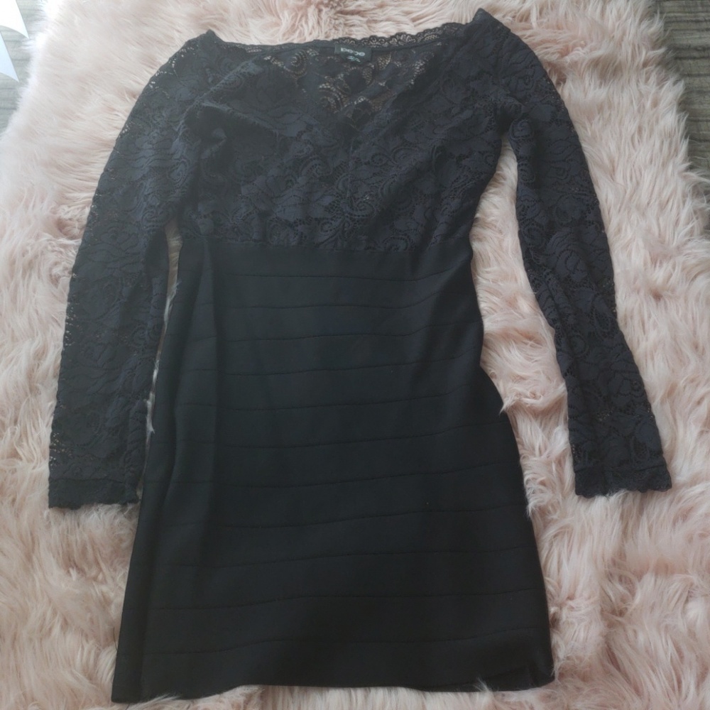 Bebe Black Lace Cocktail Dress